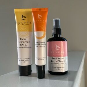 New - Beauty by Earth Rose Water Toner, Oil Control Moisturizer & Facial SPF